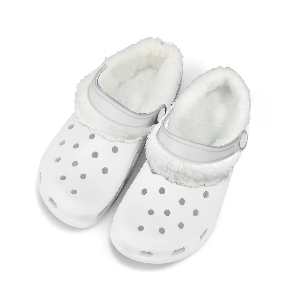 White Fleece Crocs